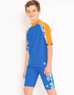 BOY Tuga Sunwear 2 Piece Swim Sets|Breaker Rash Guard & Jammer Short - Lagoon/Navy