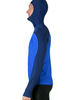 Tuga Sunwear Swim Shirts & Rash Guards|Men's Swim Crest Rash Guard with Fitted Hoodie - Navy