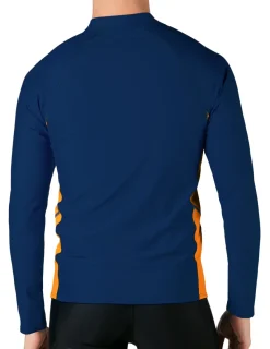 Tuga Sunwear Swim Shirts & Rash Guards|Men's Swim Performance Long Sleeve Rash Guard - Navy / Orange