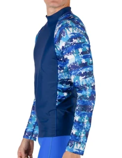 Tuga Sunwear Swim Shirts & Rash Guards|Men's Swim Performance Long Sleeve Rash Guard - Blue Camo