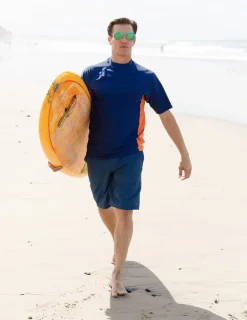 Tuga Sunwear Swim Shirts & Rash Guards|Men's Swim Performance Short Sleeve Rash Guard - Royal