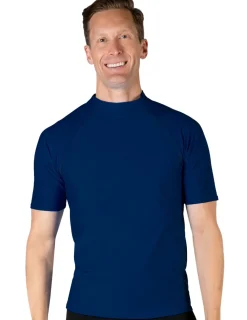 Tuga Sunwear Swim Shirts & Rash Guards|Men's Swim Performance Short Sleeve Rash Guard - Navy