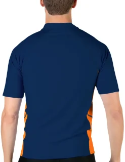 Tuga Sunwear Swim Shirts & Rash Guards|Men's Swim Performance Short Sleeve Rash Guard - Navy / Orange