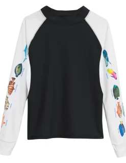 Tuga Sunwear Swim Shirts & Rash Guards|Men's Snorkel Caribbean Fish ID Rash Guard - Black