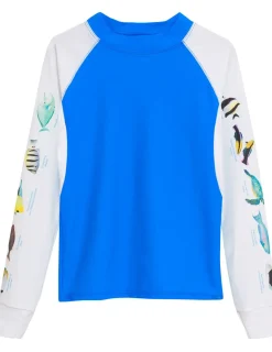 Tuga Sunwear Swim Shirts & Rash Guards|Men's Snorkel Hawaii Fish ID Rash Guard - Royal