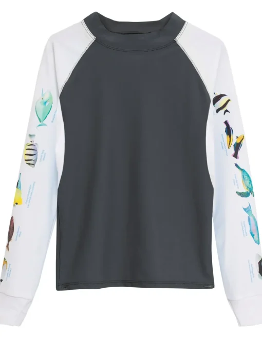 Tuga Sunwear Swim Shirts & Rash Guards|Men's Snorkel Hawaii Fish ID Rash Guard - Gray