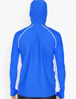 Tuga Sunwear Swim Shirts & Rash Guards|Men's Snorkel Hoodie Long Sleeve Rash Guard - Royal/White