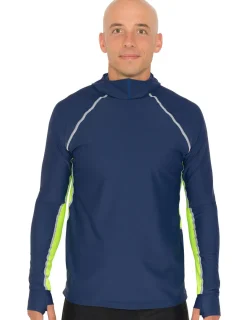 Tuga Sunwear Swim Shirts & Rash Guards|Men's Snorkel Hoodie Long Sleeve Rash Guard - Navy / Neon Green