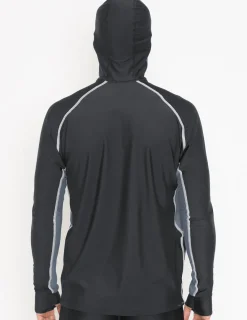 Tuga Sunwear Swim Shirts & Rash Guards|Men's Snorkel Hoodie Long Sleeve Rash Guard - Black / Gray