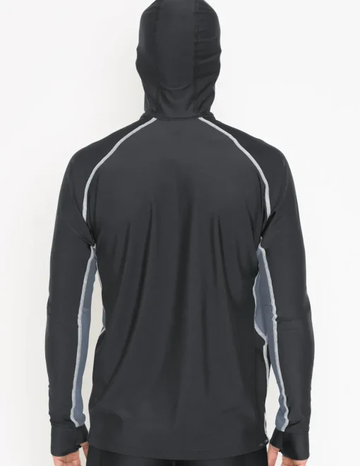 Tuga Sunwear Swim Shirts & Rash Guards|Men's Snorkel Hoodie Long Sleeve Rash Guard - Black / Gray