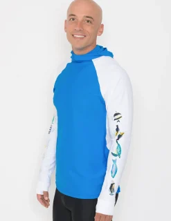 Tuga Sunwear Swim Shirts & Rash Guards|Men's Snorkel Hoodie Rash Guard - Hawaii Fish ID - White