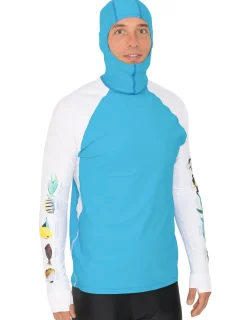 Tuga Sunwear Swim Shirts & Rash Guards|Men's Snorkel Hoodie Rash Guard - Hawaii Fish ID - Hawaii