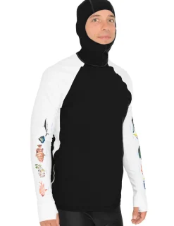 Tuga Sunwear Swim Shirts & Rash Guards|Men's Snorkel Hoodie Rash Guard - Caribbean Fish ID - Black