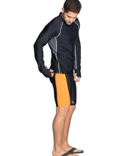Tuga Sunwear Swim Shorts, Jammers, & Leggings|Men's Snorkel Jammer Swim Short - Black / Orange