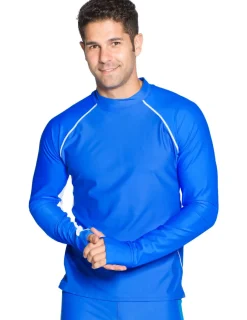 Tuga Sunwear Swim Shirts & Rash Guards|Men's Snorkel Long Sleeve Rash Guard - Royal/White
