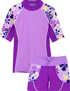 Tuga Sunwear 2 & 3 Piece Swim Sets|Seaside Rash Guard & Swim Short - Verbena