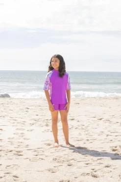 Tuga Sunwear Swim Shirts & Rash Guards|Seaside Short Sleeve Rash Guard - Malva (MADE IN USA)
