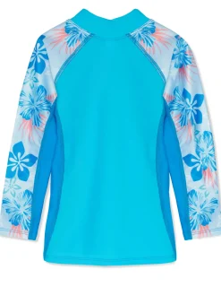 Tuga Sunwear Swim Shirts & Rash Guards|Shoreline Long Sleeve Rash Guard - Celeste (MADE IN USA)