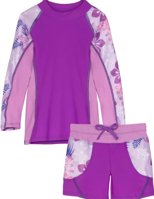 Tuga Sunwear 2 & 3 Piece Swim Sets|Shoreline Rash Guard & Swim Short - Malva (MADE IN USA)