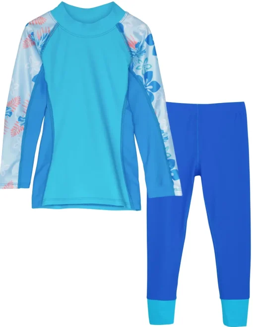 Tuga Sunwear 2 & 3 Piece Swim Sets|Shoreline Rash Guard & Swim Legging - Celeste