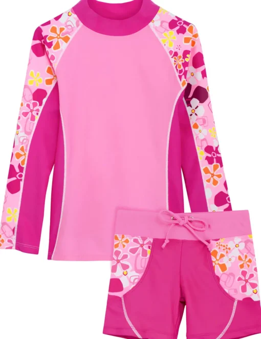 Tuga Sunwear 2 & 3 Piece Swim Sets|Shoreline Rash Guard & Swim Short - Fresia