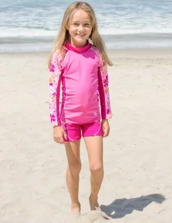 Tuga Sunwear 2 & 3 Piece Swim Sets|Shoreline Rash Guard & Swim Short - Verbena
