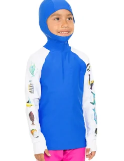 BOY Tuga Sunwear Swim Shirts & Rash Guards|Swim Shirts & Rash Guards|Snorkel Hoodie Rash Guard - Hawaii Fish ID - Royal