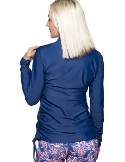 Women Tuga Sunwear Swim Shirts & Rash Guards|Women's Ruched Swim Top (Regular & Plus Size) - Navy