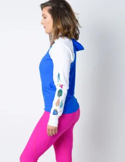 Women Tuga Sunwear Swim Shirts & Rash Guards|Women's Snorkel Hoodie Rash Guard - Caribbean Fish ID - White