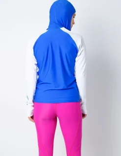 Women Tuga Sunwear Swim Shirts & Rash Guards|Women's Snorkel Hoodie Rash Guard - Caribbean Fish ID - White