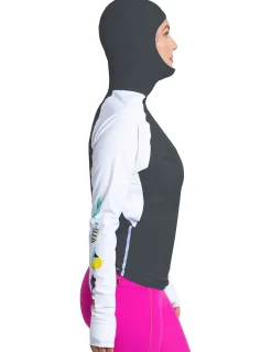 Women Tuga Sunwear Swim Shirts & Rash Guards|Women's Snorkel Hoodie Rash Guard - Hawaii Fish ID - Gray