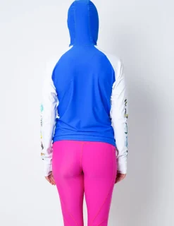 Women Tuga Sunwear Swim Shirts & Rash Guards|Women's Snorkel Hoodie Rash Guard - Hawaii Fish ID - Navy