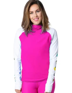 Women Tuga Sunwear Swim Shirts & Rash Guards|Women's Snorkel Hoodie Rash Guard - Hawaii Fish ID - Fuchsia