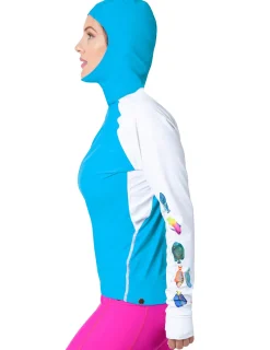 Women Tuga Sunwear Swim Shirts & Rash Guards|Women's Snorkel Hoodie Rash Guard - Caribbean Fish ID - Hawaii
