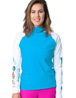 Women Tuga Sunwear Swim Shirts & Rash Guards|Women's Snorkel Hoodie Rash Guard - Caribbean Fish ID - Hawaii