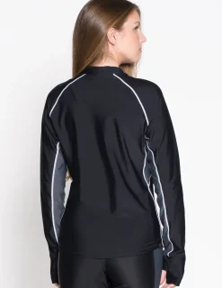 Women Tuga Sunwear Swim Shirts & Rash Guards|Women's Snorkel Long Sleeve Rash Guard - Black/Gray