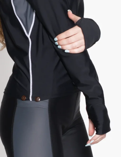 Women Tuga Sunwear Swim Shirts & Rash Guards|Women's Snorkel Long Sleeve Rash Guard - Black/Gray