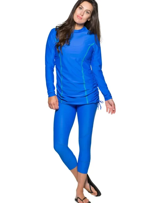 Women Tuga Sunwear Swim Shorts, Skirts, Capris, & Leggings|Women's Swim Capri 20" (Regular & Plus Size) - Royal