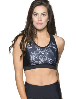 Women Tuga Sunwear Swim Shirts & Rash Guards|Women's Swim Sport Top (Regular & Plus Size) - Paisley/Black