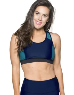 Women Tuga Sunwear Swim Shirts & Rash Guards|Women's Swim Sport Top (Regular & Plus Size) - Navy/Teal